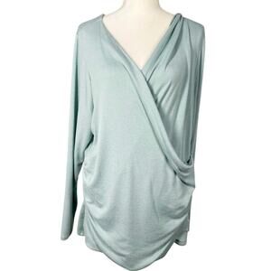 Lane Bryant, Sz. 22/24, Fits like 18, Light Blue Faux Wrap Sweater, Soft, Ruched